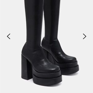 Black Platform Knee-High Boots